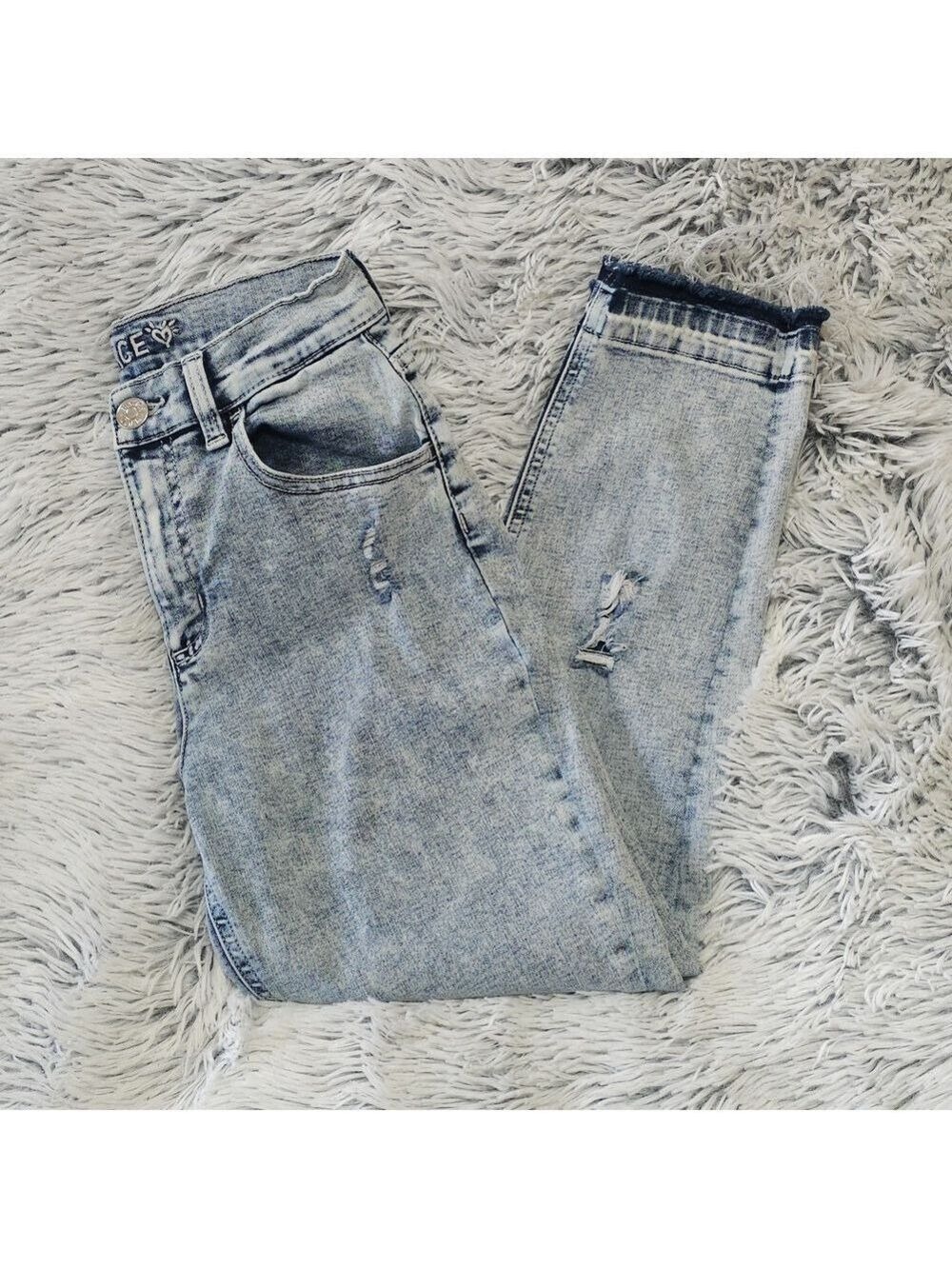 Justice Girls Light Acid Wash Blue Distressed Jeans